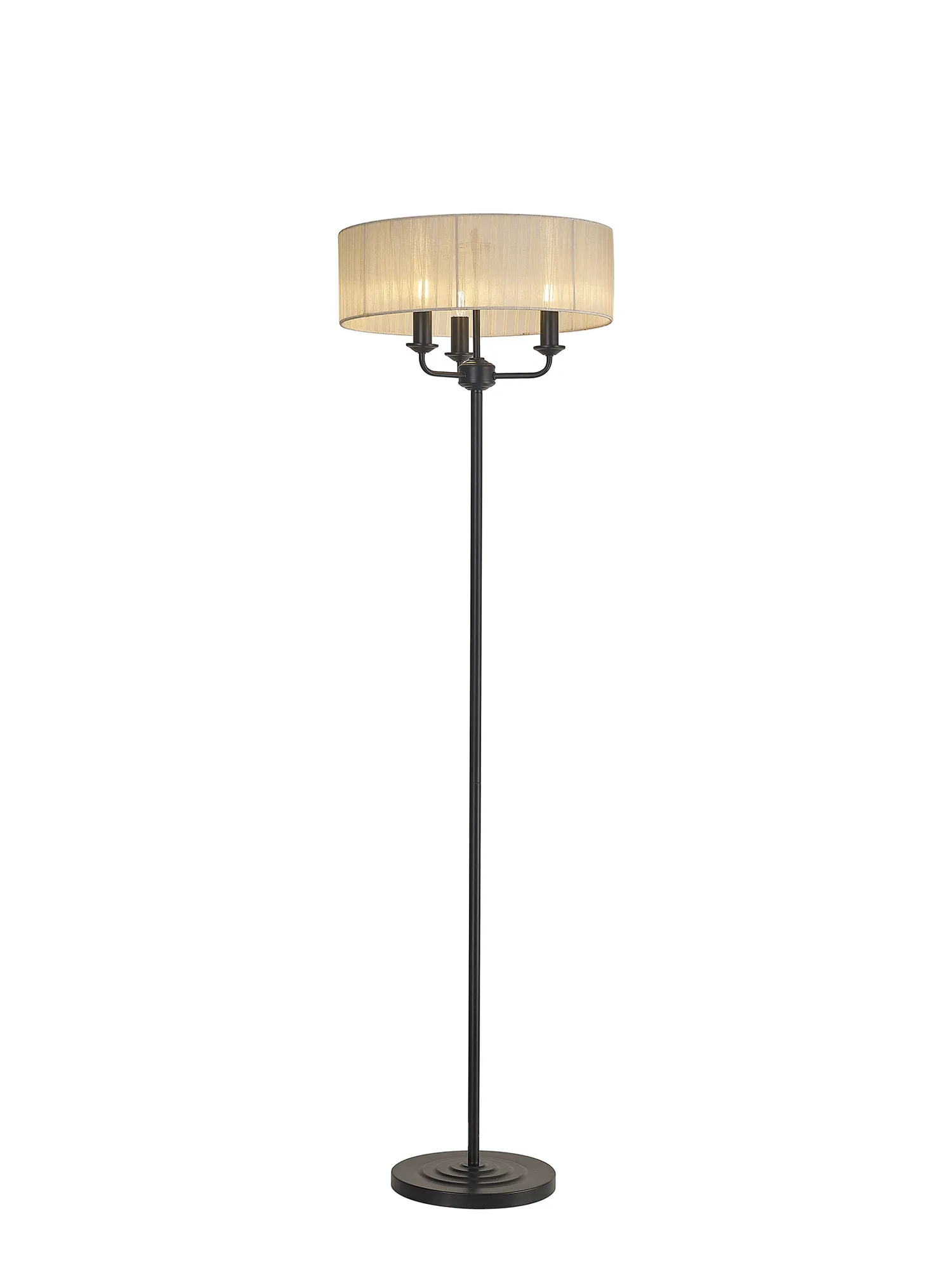 Banyan 45cm 3 Light Floor Lamp Matt Black, Cream DK1059  Deco Banyan MB CR